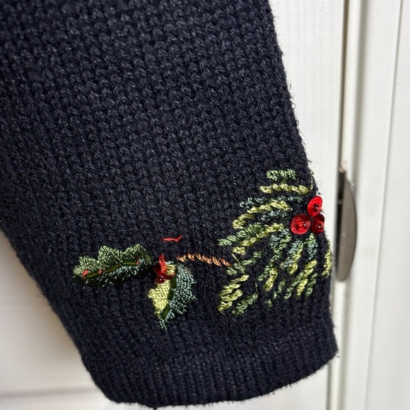 Vintage Tiara International Black Cardigan with Cardinal Embroidery Size Small - Picture 11 of 15